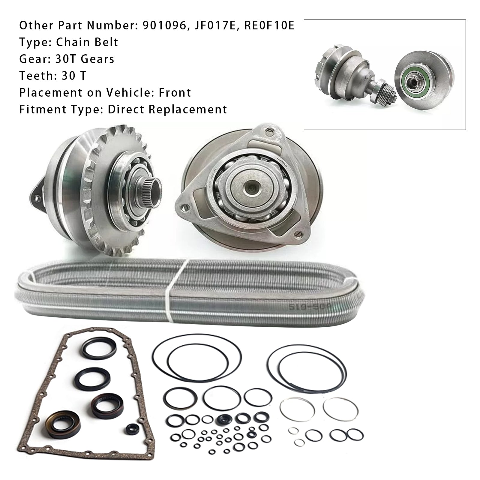 2013-2014 NISSAN TEANA 2.5L 3.5L RE0F10E JF017E CVT Transmission Master Rebuild Kit W/Chain Belt 30T
