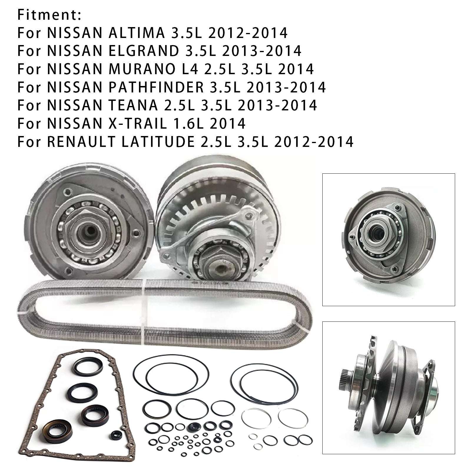 2013-2014 NISSAN TEANA 2.5L 3.5L RE0F10E JF017E CVT Transmission Master Rebuild Kit W/Chain Belt 30T