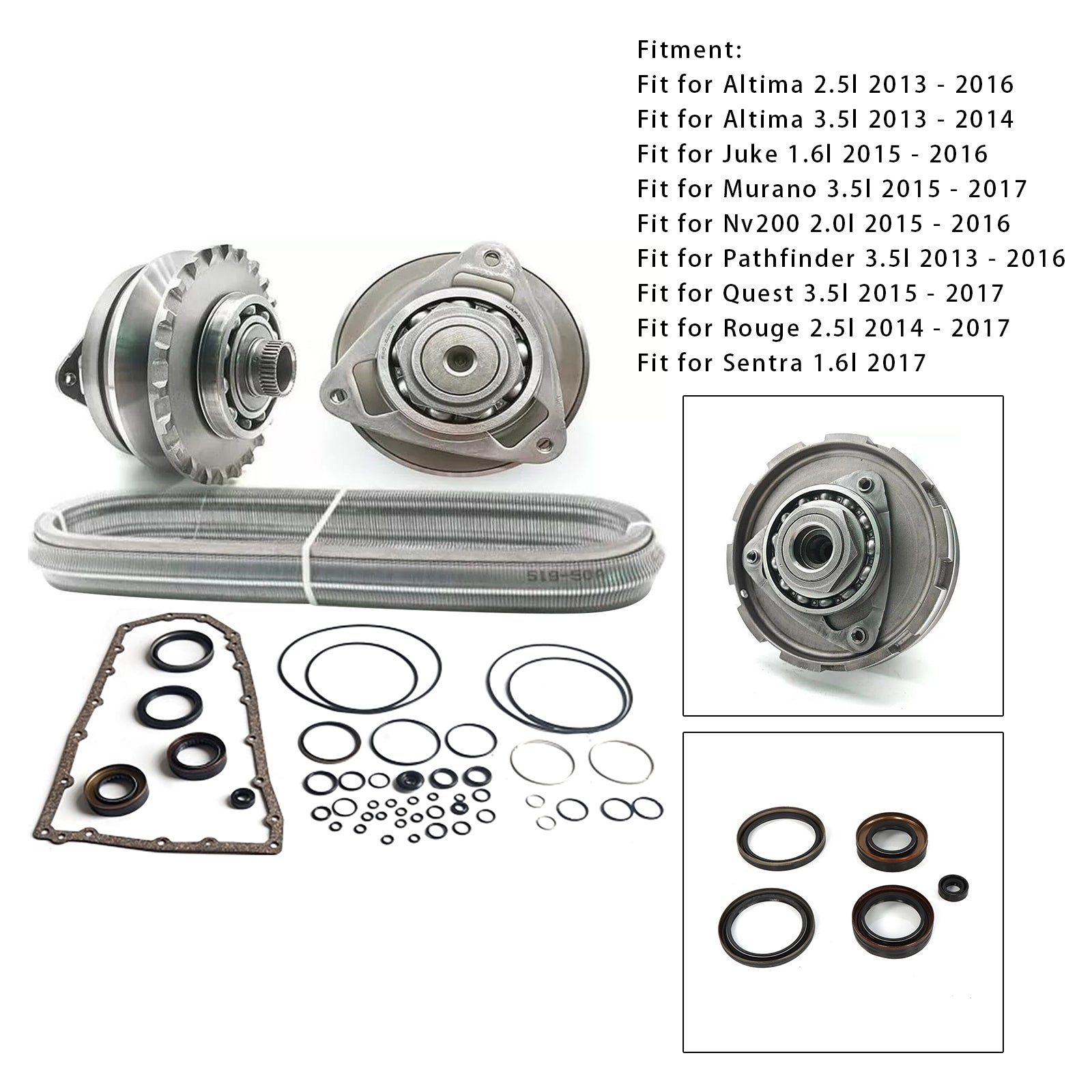 2015-2017 Quest 3.5l RE0F10E JF017E CVT Transmission Master Rebuild Kit W/Chain Belt 27 T