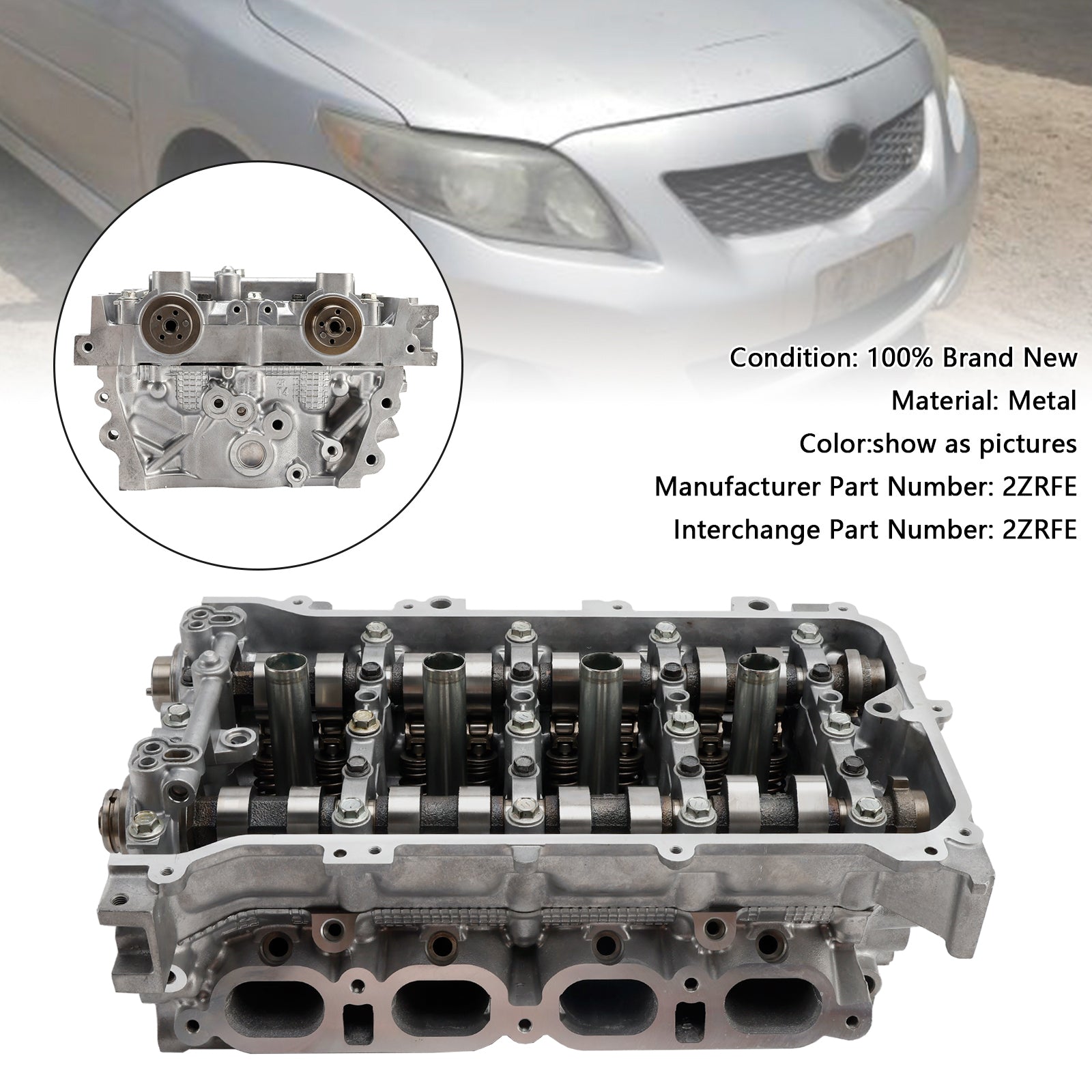 2008-2009 Toyota VIBE 1.8L Cylinder Head 2ZRFE