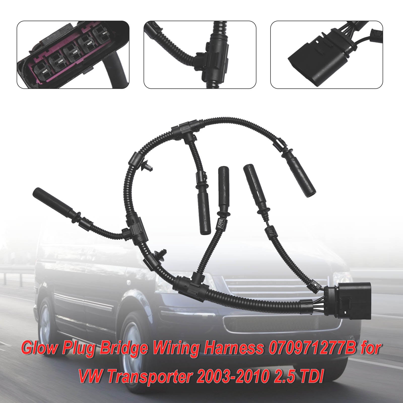 Glow Plug Bridge Wiring Harness 070971277B for VW Transporter 2003-2010 2.5 TDI