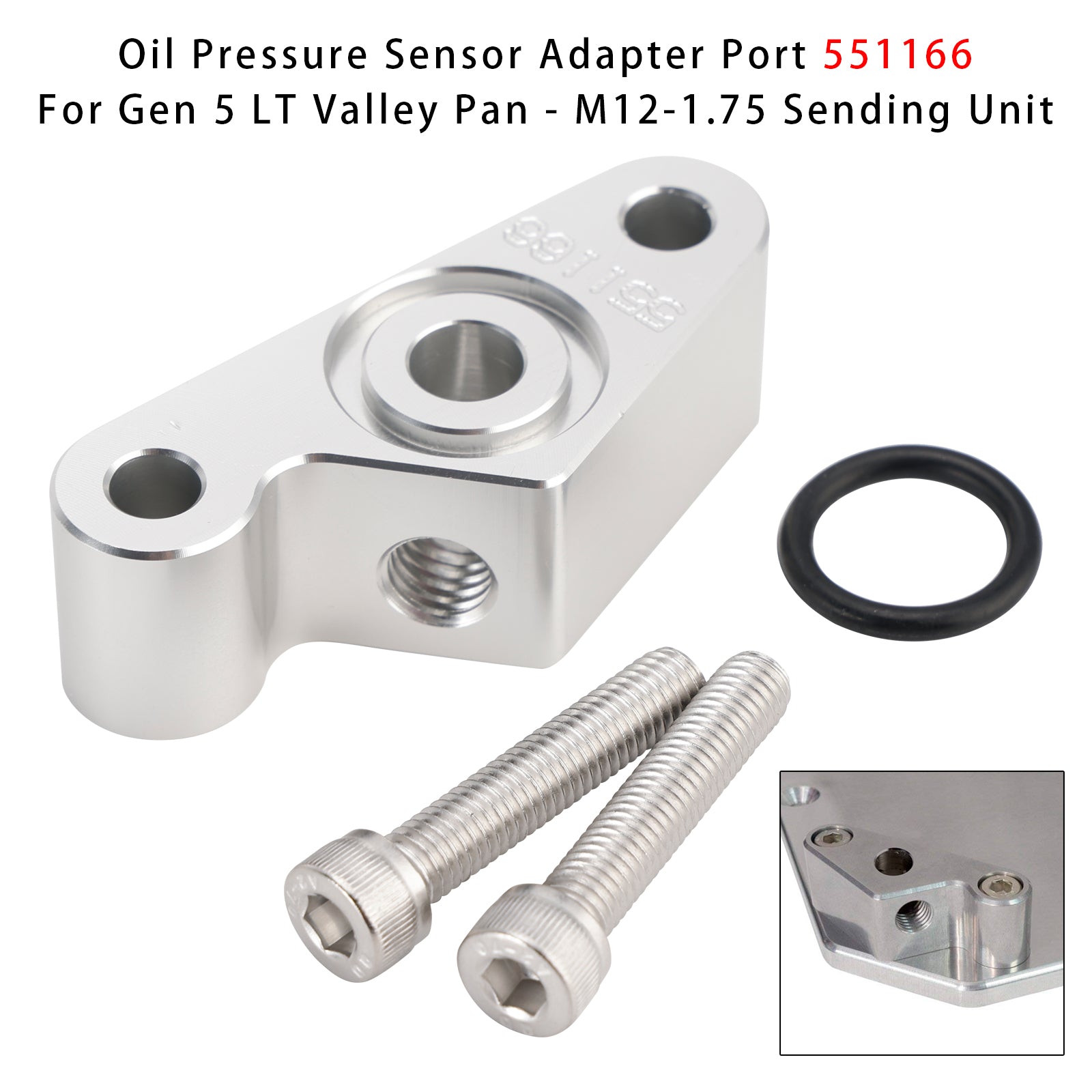 Oil Pressure Sensor Adapter Port 551166 For Gen 5 LT Valley Pan - M12-1.75