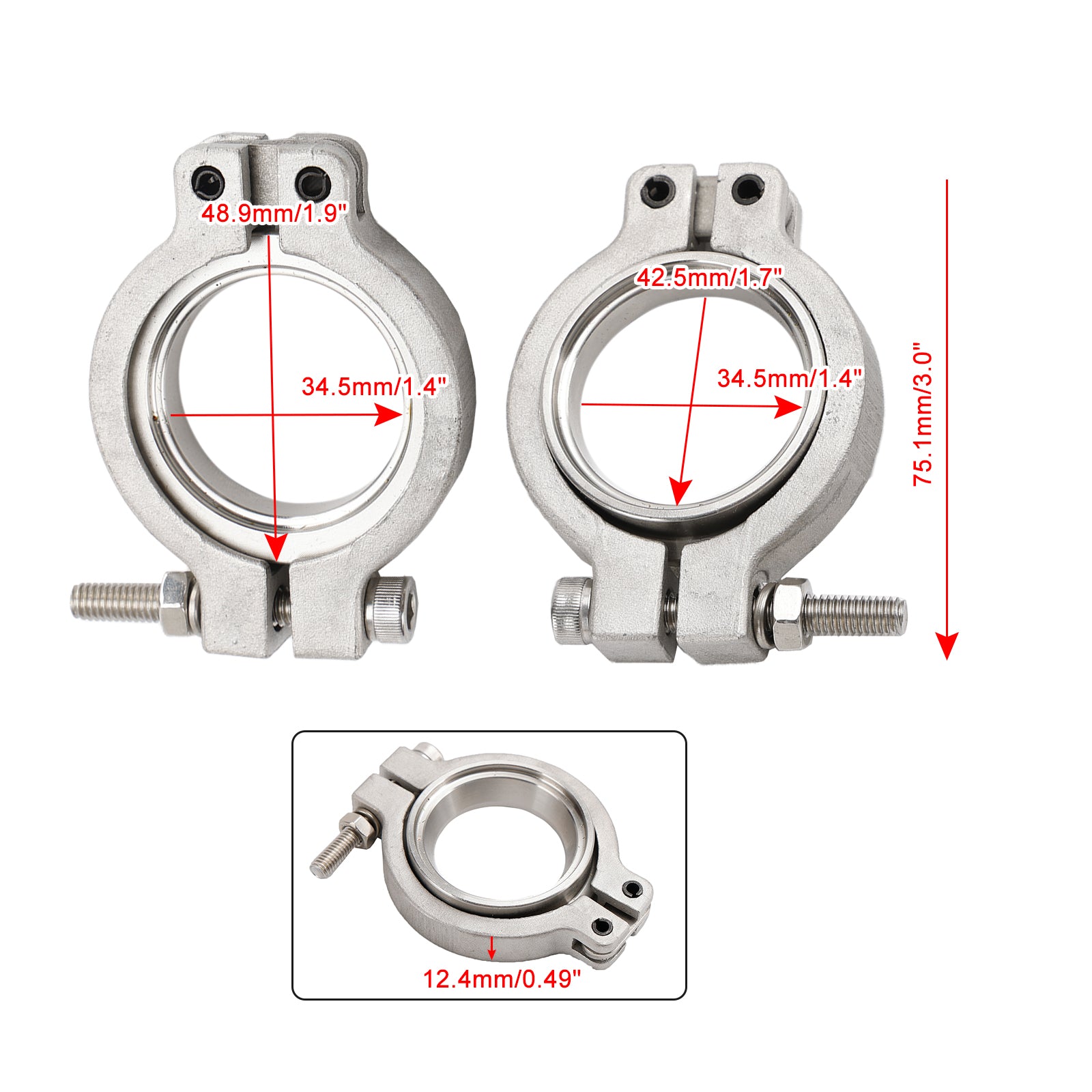 2PC TiAL MV-S 38mm Wastegate V-Band Clamp Set Kit with Screws Nuts and Seals Generic