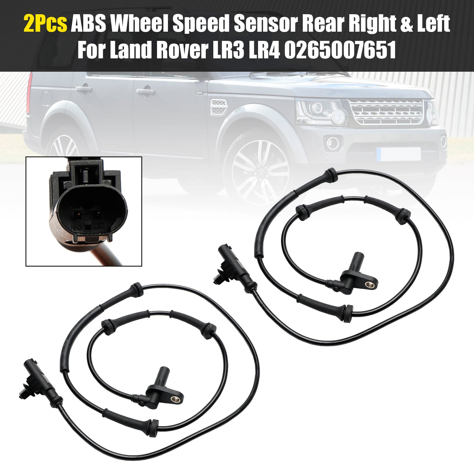 2Pcs ABS Wheel Speed Sensor Rear Right & Left For Land Rover LR3 LR4 0265007651