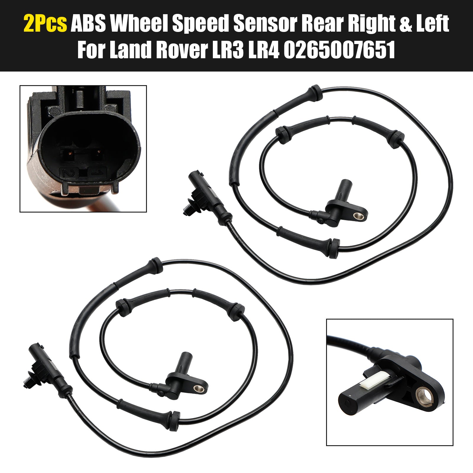 2Pcs ABS Wheel Speed Sensor Rear Right & Left For Land Rover LR3 LR4 0265007651