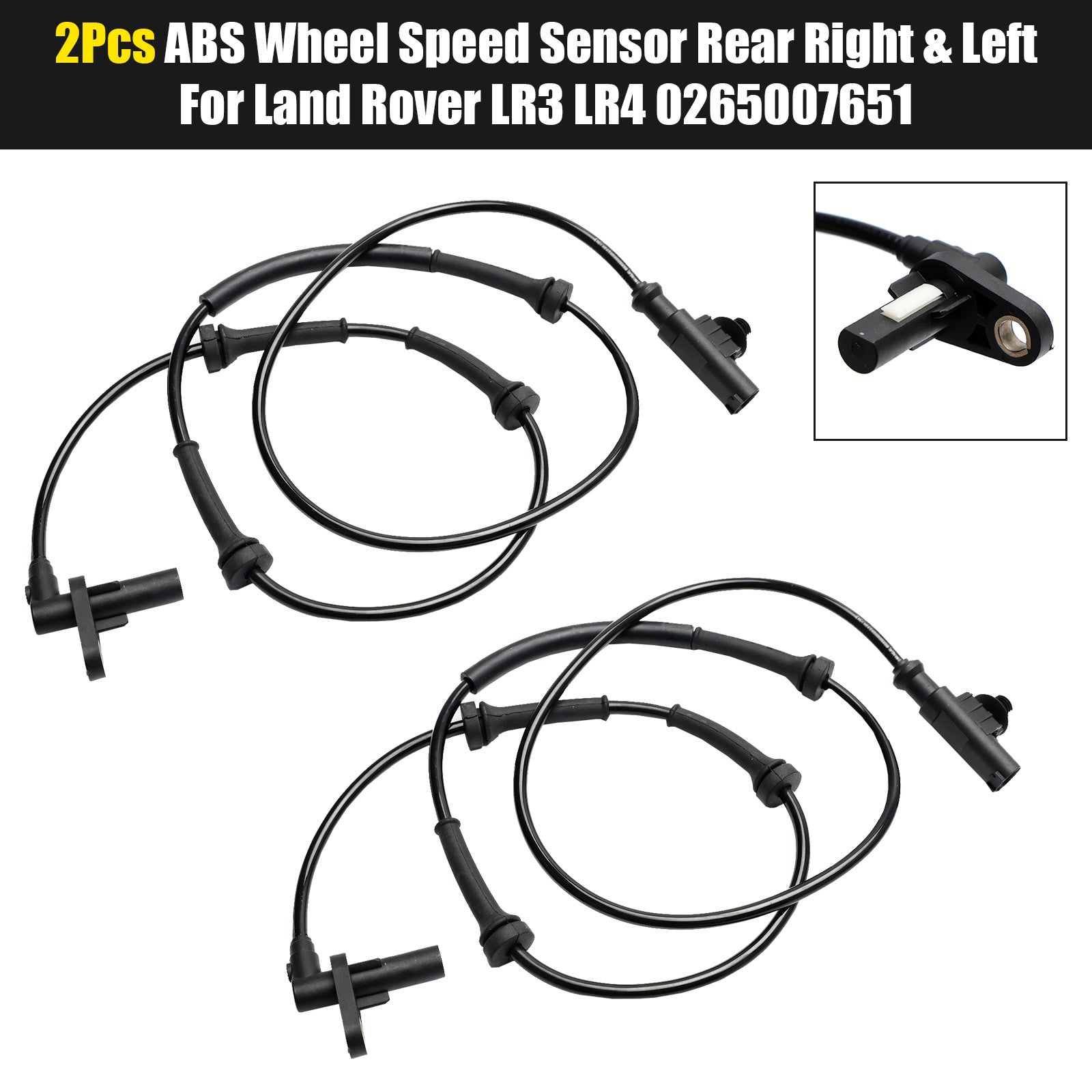 2Pcs ABS Wheel Speed Sensor Rear Right & Left For Land Rover LR3 LR4 0265007651