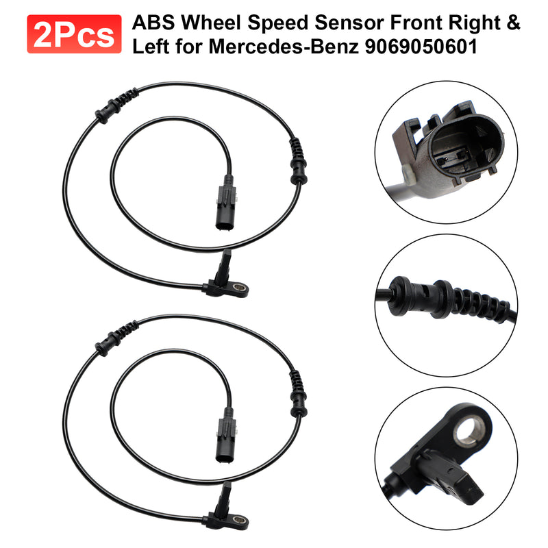 2Pcs ABS Wheel Speed Sensor Front Right & Left for Mercedes-Benz 9069050601