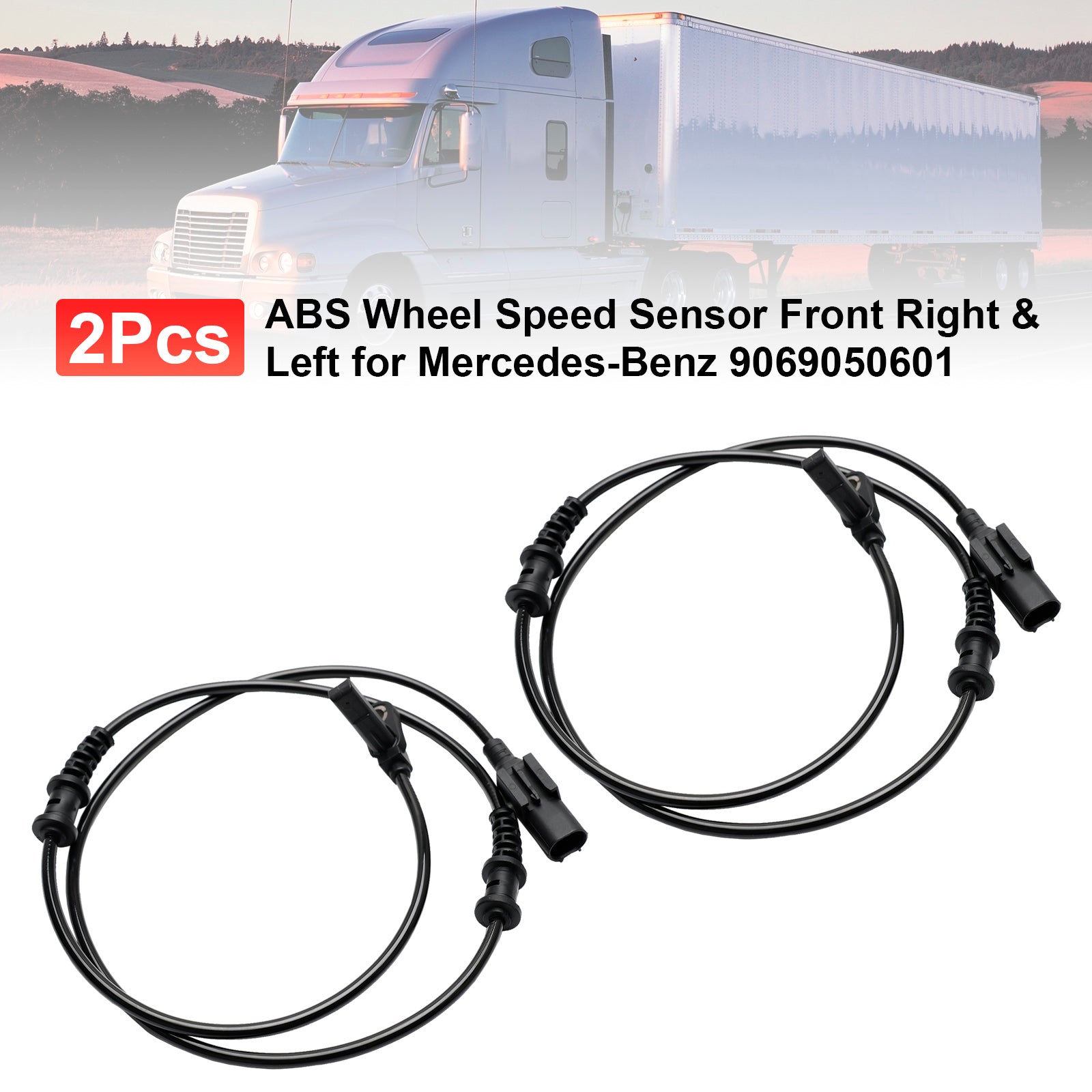 2Pcs ABS Wheel Speed Sensor Front Right & Left for Mercedes-Benz 9069050601