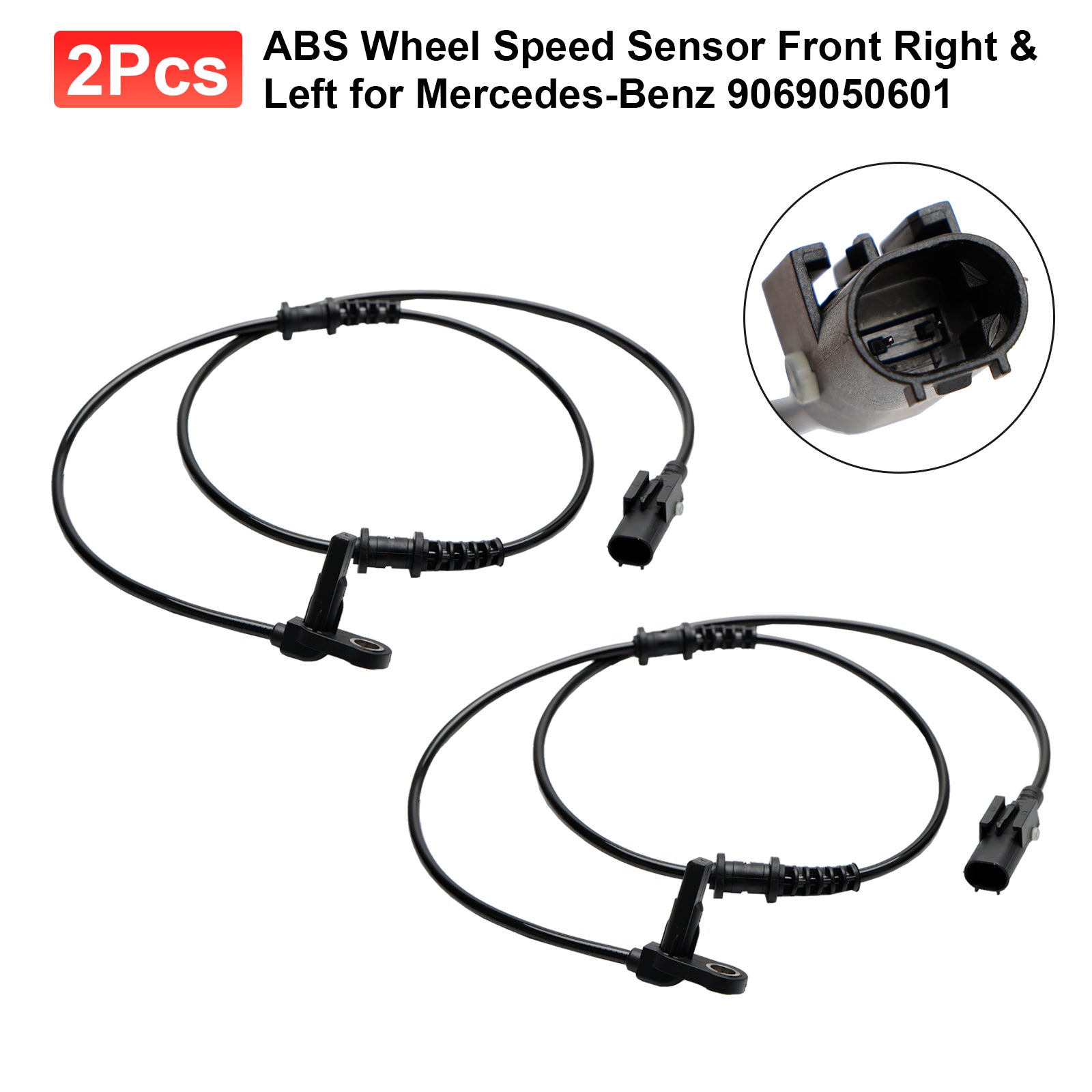 2Pcs ABS Wheel Speed Sensor Front Right & Left for Mercedes-Benz 9069050601