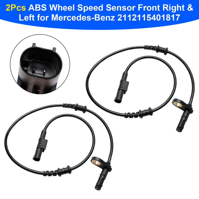 2Pcs ABS Wheel Speed Sensor Front Right & Left for Mercedes-Benz 2112115401817