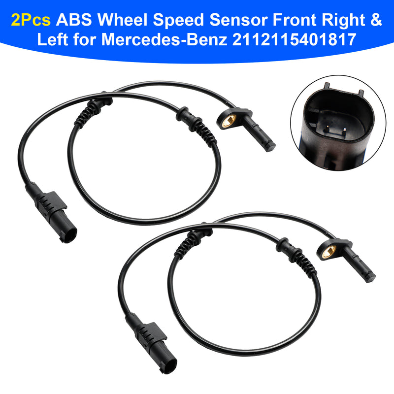 2Pcs ABS Wheel Speed Sensor Front Right & Left for Mercedes-Benz 2112115401817