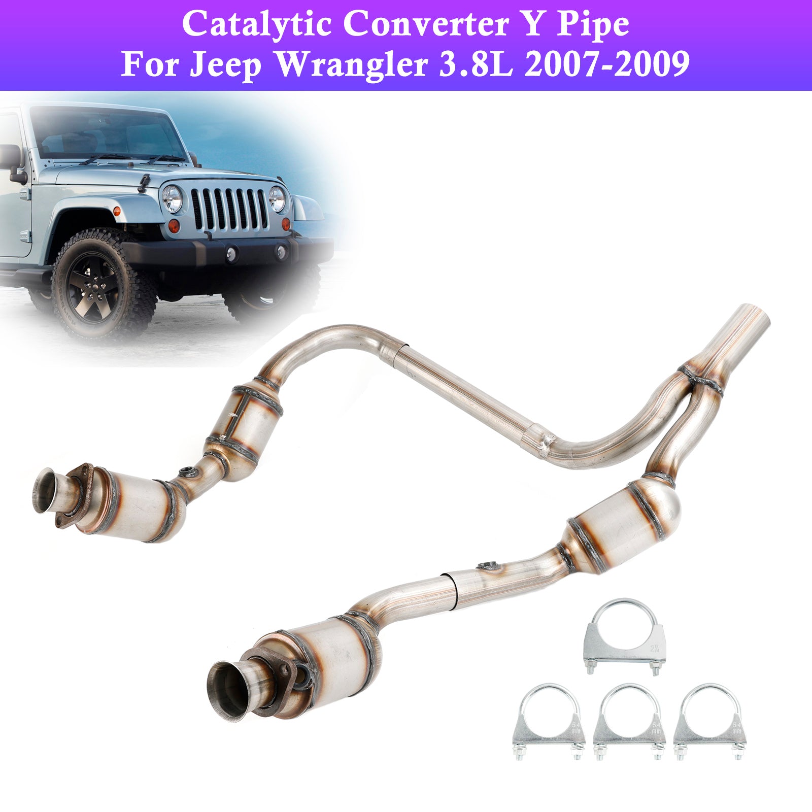 Catalytic Converter Y Pipe Direct Fit For Jeep Wrangler 3.8L 2007-2009