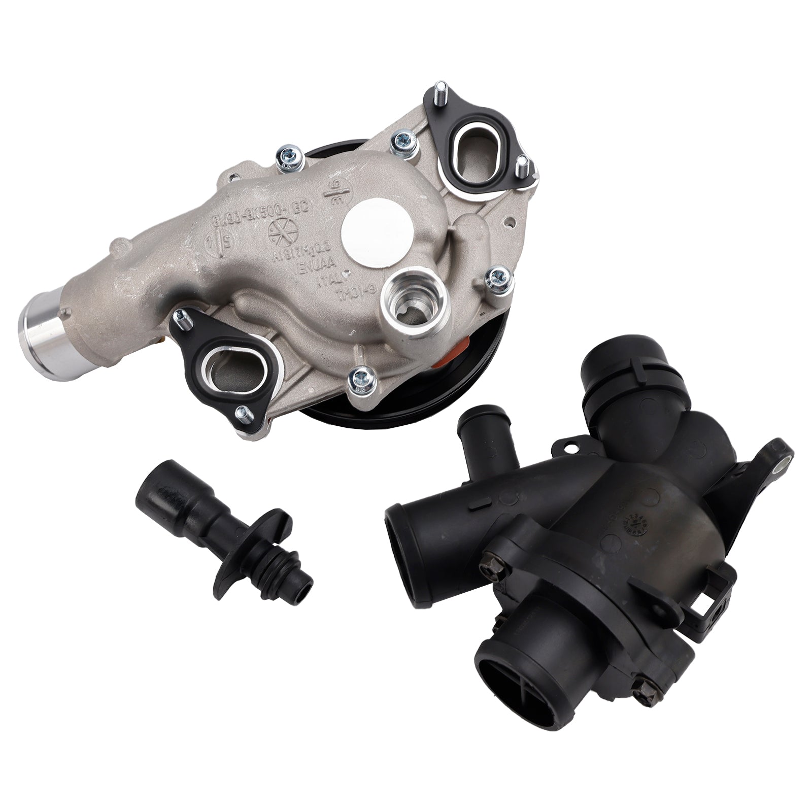 Land Rover 2010-2017 Range Rover (Sport) Water Pump w/ Bolts Gaskets Connector + Thermostat Kit