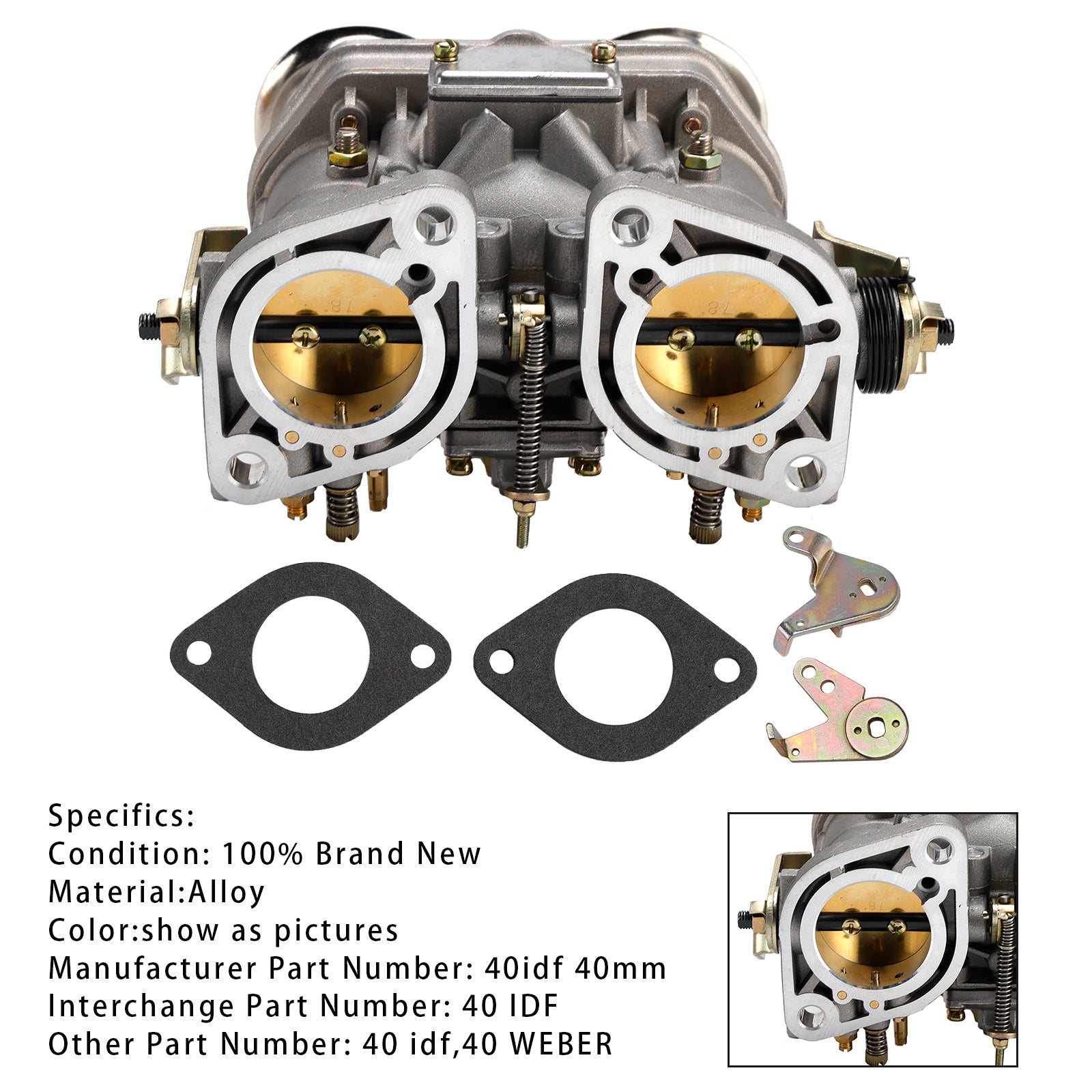 40mm IDF 40IDF Downdraft Carb Carburetor w Extended Fuel Bowl For Weber EMPI