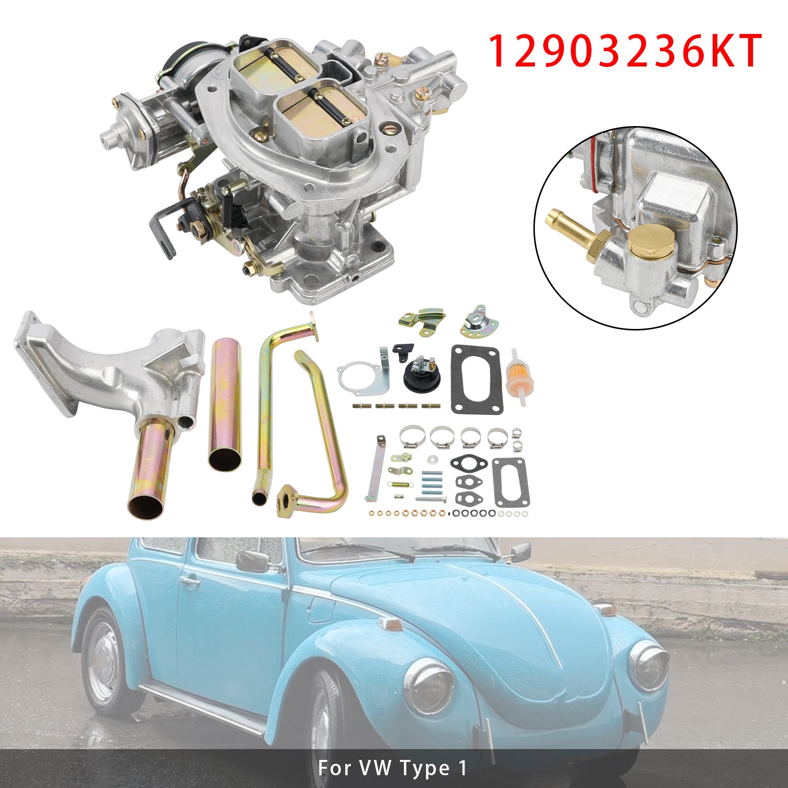 32/36 Progressive DFEV Carb Kit Complete 12903236KT Carburetor For VW Type 1