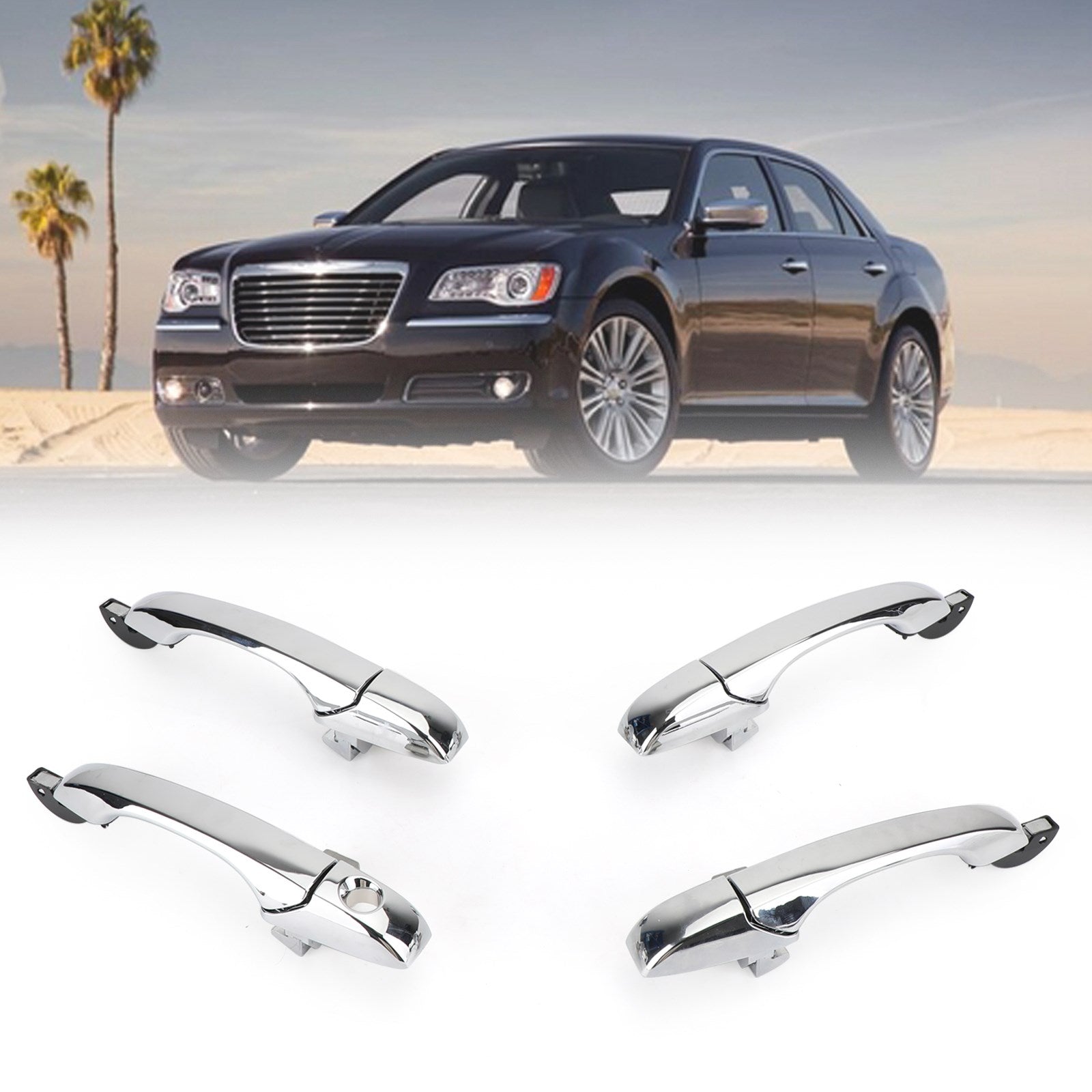 4x Exterior Door Handle 4589009AH Chrome For Chrysler 300 / 300C 2005-2010 AU