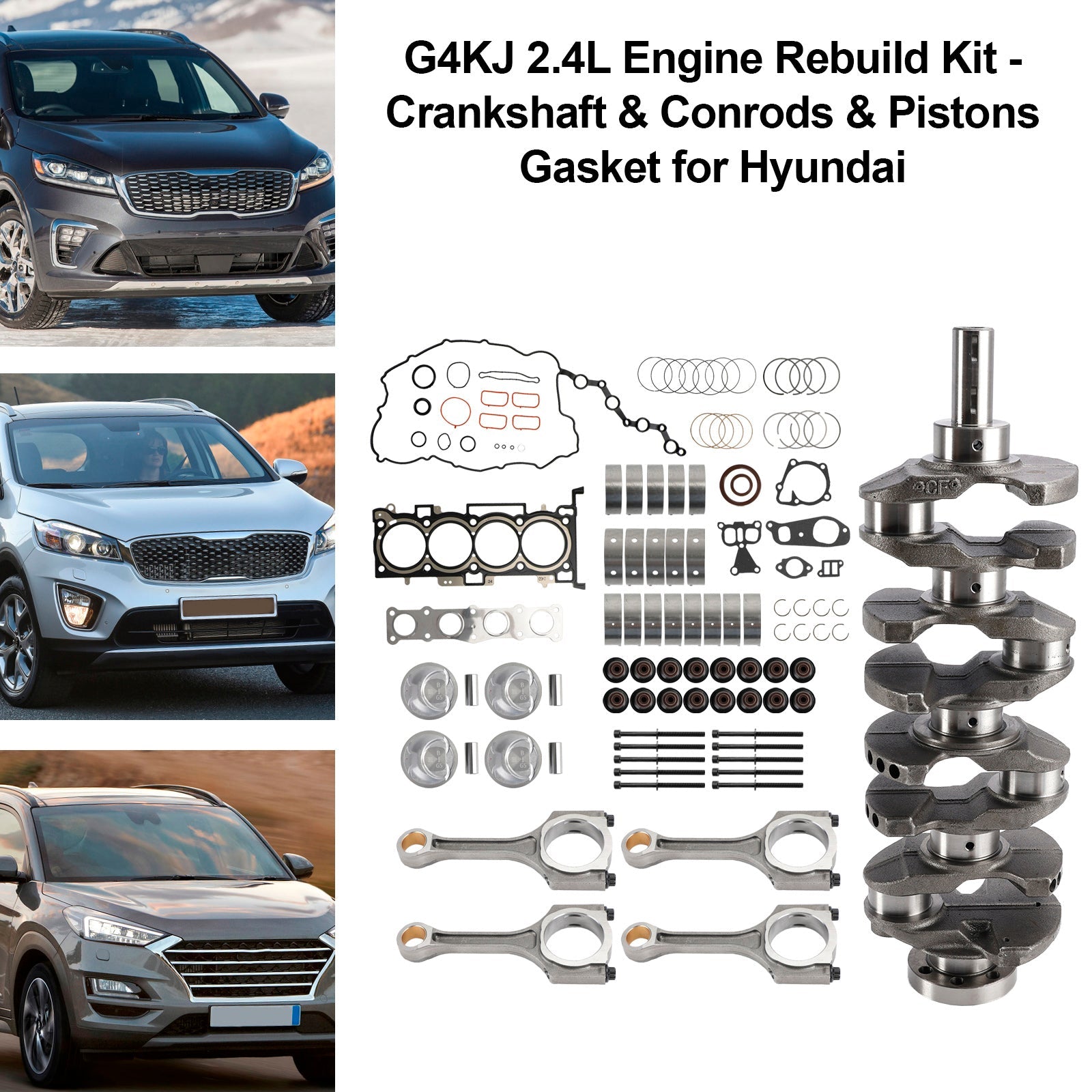 2011-2016 Hyundai Sonata 4-Door 2.4L G4KJ 2.4L Engine Rebuild Kit - Crankshaft & Conrods & Pistons Gasket