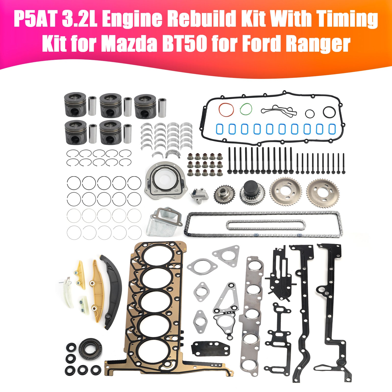 P5AT 3.2L Engine Rebuild Kit With Timing Kit for Mazda BT50 for Ford Ranger