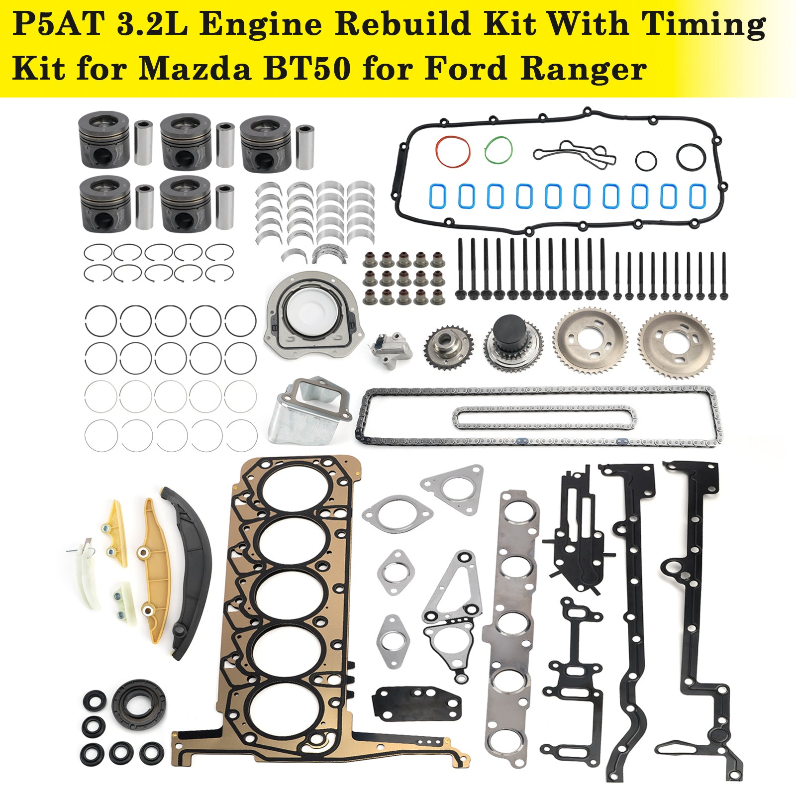 P5AT 3.2L Engine Rebuild Kit With Timing Kit for Mazda BT50 for Ford Ranger