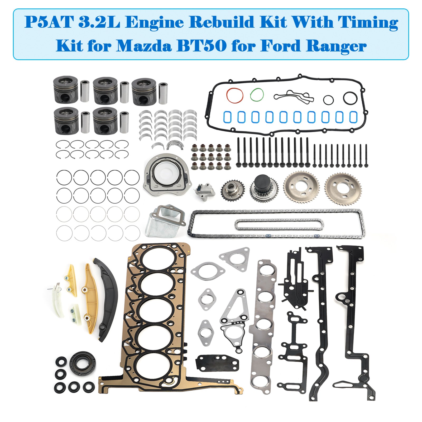 P5AT 3.2L Engine Rebuild Kit With Timing Kit for Mazda BT50 for Ford Ranger
