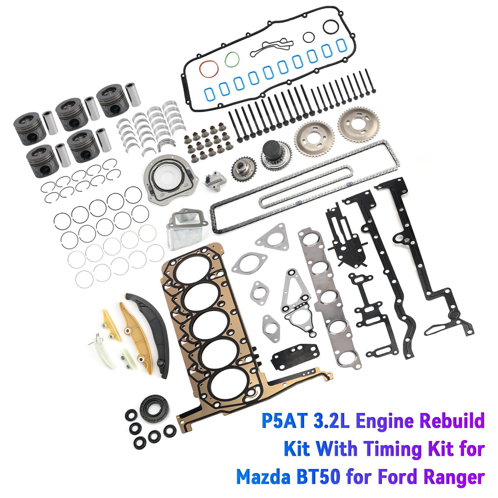 P5AT 3.2L Engine Rebuild Kit With Timing Kit for Mazda BT50 for Ford Ranger