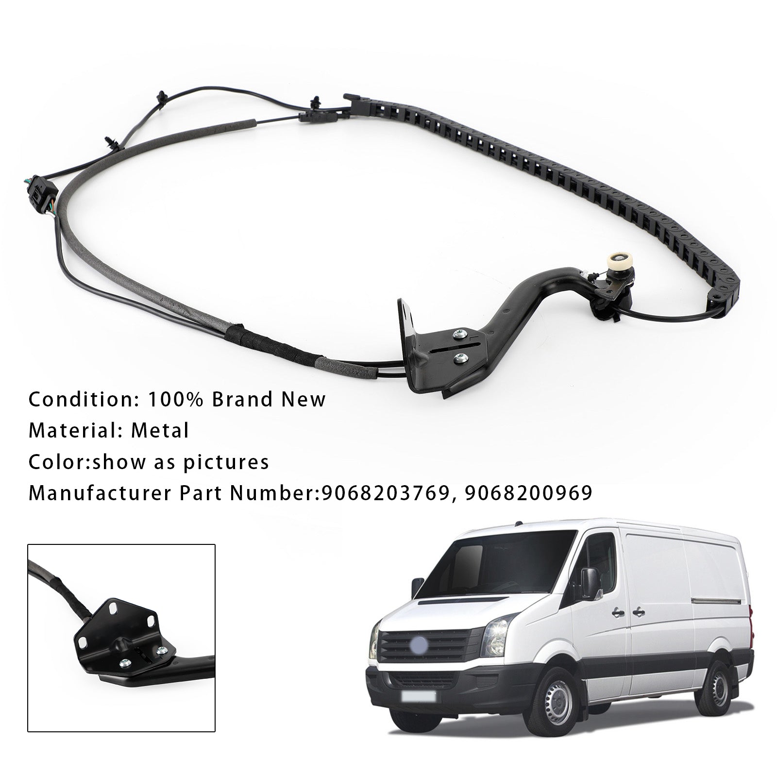 Left Hand Sliding Side Door Cable +Track 9068203769 For Sprinter VW Crafter 06- Generic