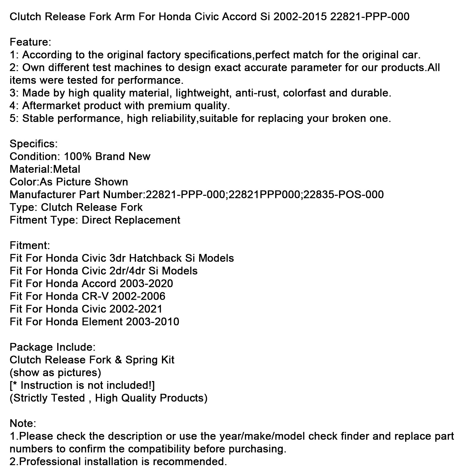 Clutch Release Fork Arm For Honda Civic Accord Si 2002-2015 22821-PPP-000