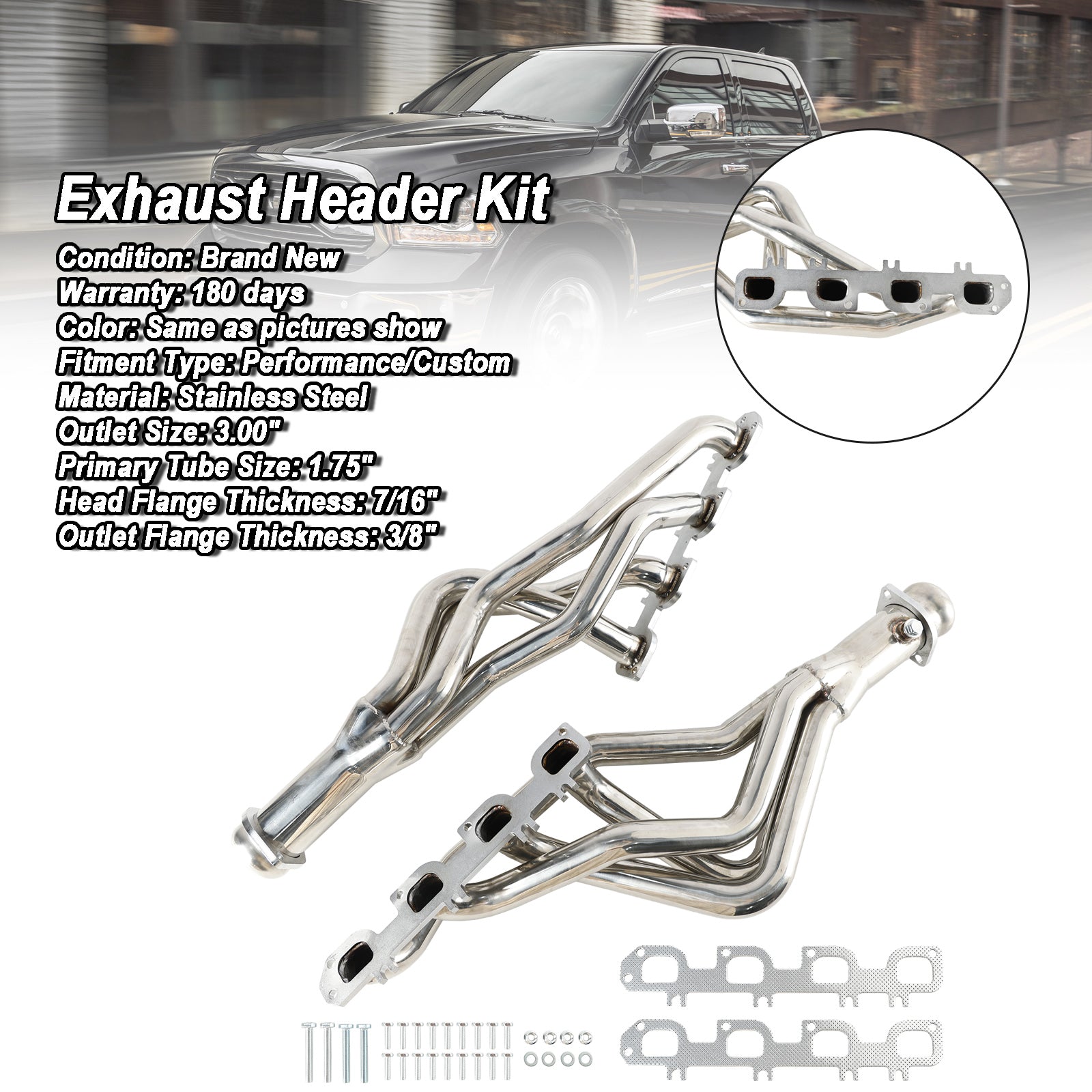 Dodge Ram 1500 5.7L 2009-18 Long Tube Stainless Header Manifold Exhaust