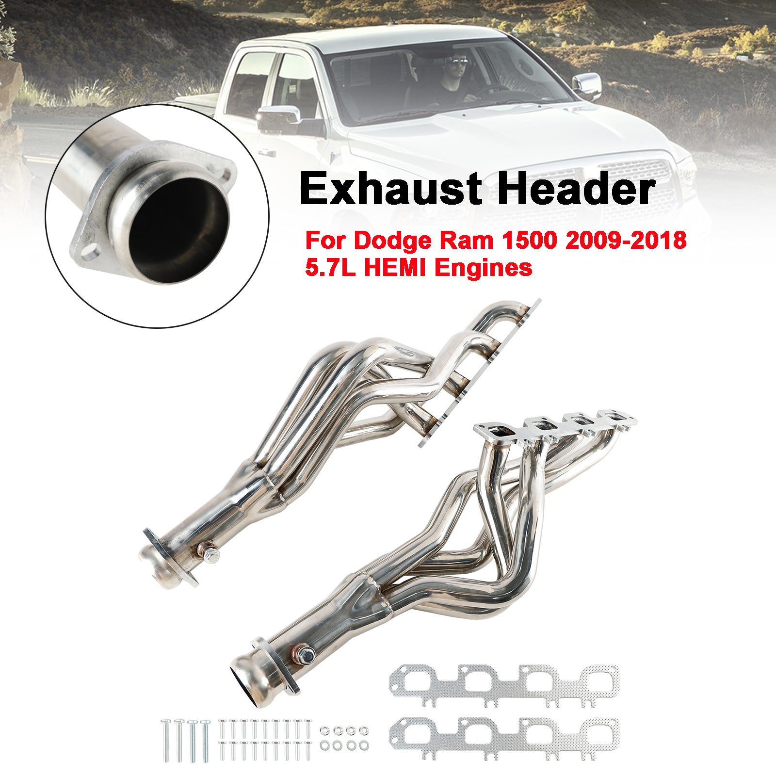 Dodge Ram 1500 5.7L 2009-18 Long Tube Stainless Header Manifold Exhaust