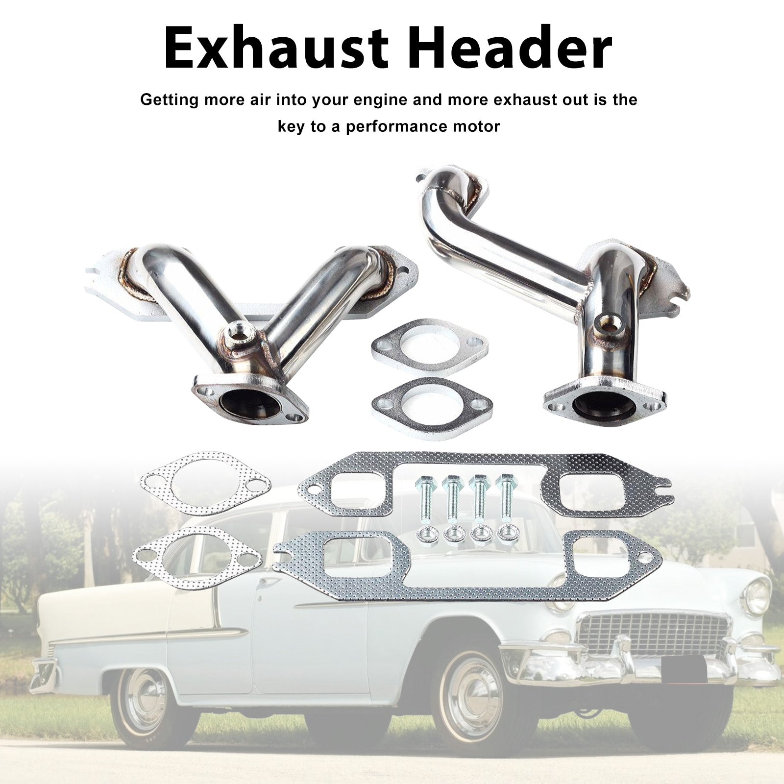 Stainless Steel Exhaust Manifold Header Fit Chevrolet 216/235/261 1937-1962