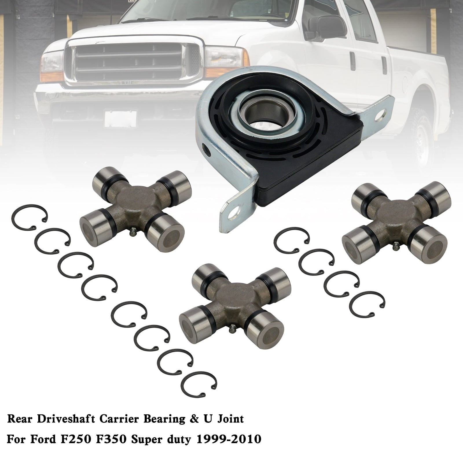 Driveshaft Carrier Bearing and U Joint Kit For 1999-2010 Ford F250 F350 Superduty 4WD