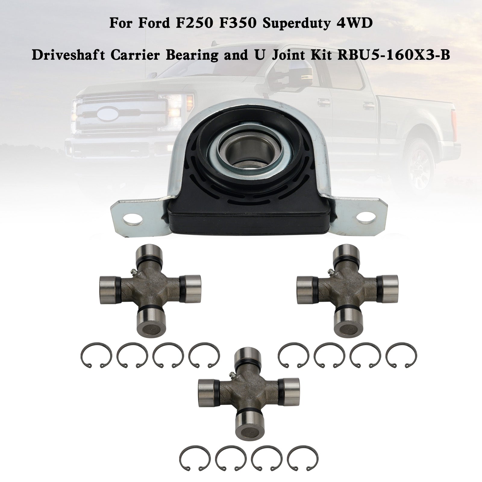 Driveshaft Carrier Bearing and U Joint Kit For 1999-2010 Ford F250 F350 Superduty 4WD