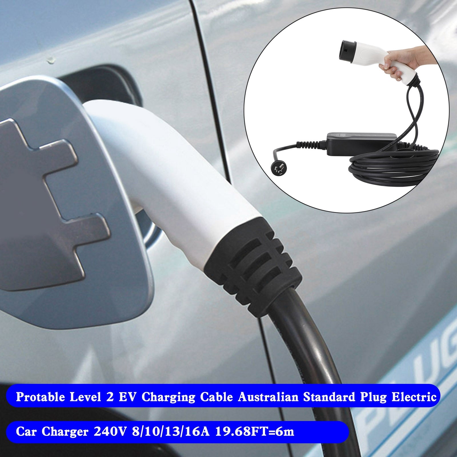 Level 2 EV Charging Cable Au Plug Electric Car Charger 240V 8/10/13/16A 19.68FT