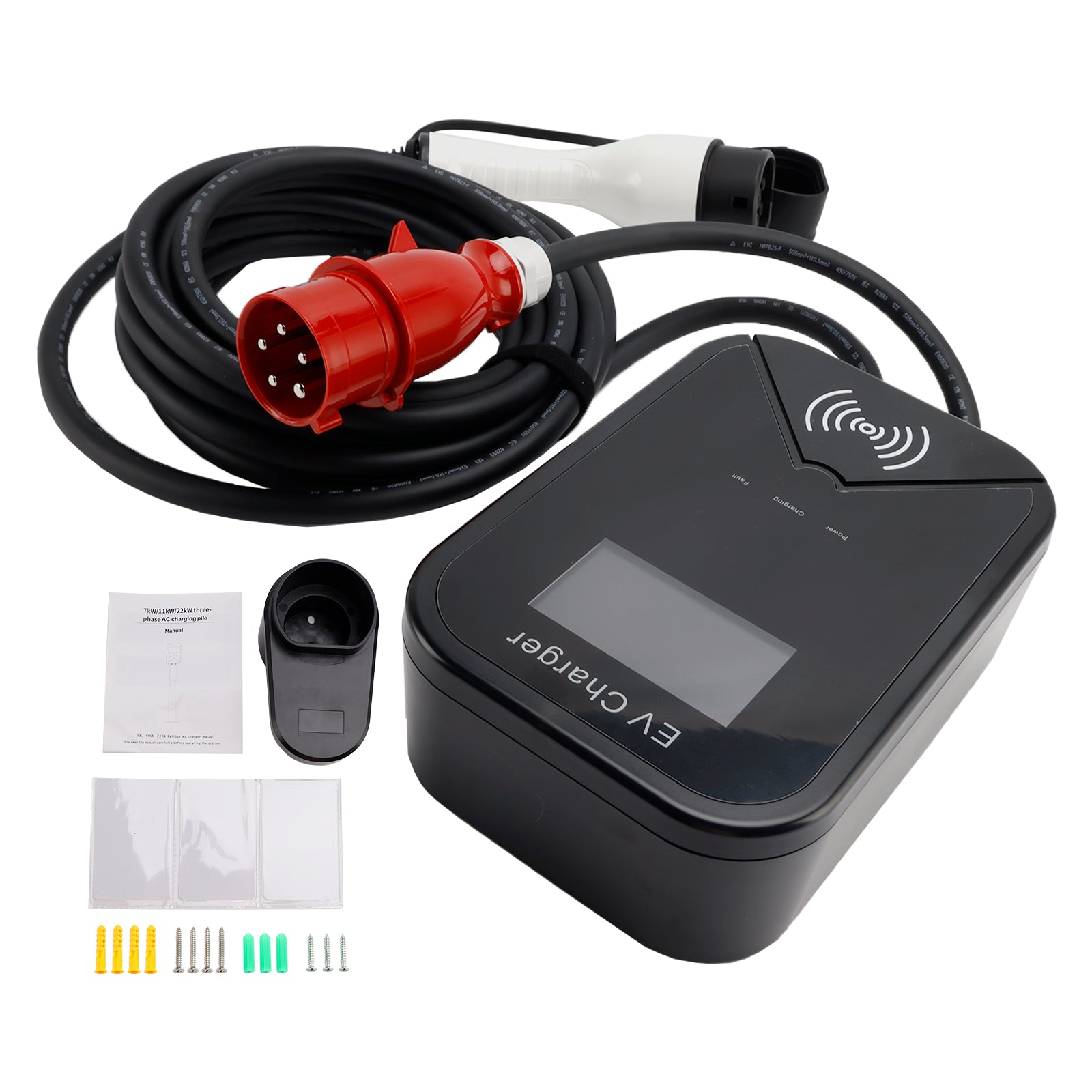 Cargador EV, caja de pared de carga, unidad de enchufe rápido EV WallBox 32A 22KW Type2 IP65