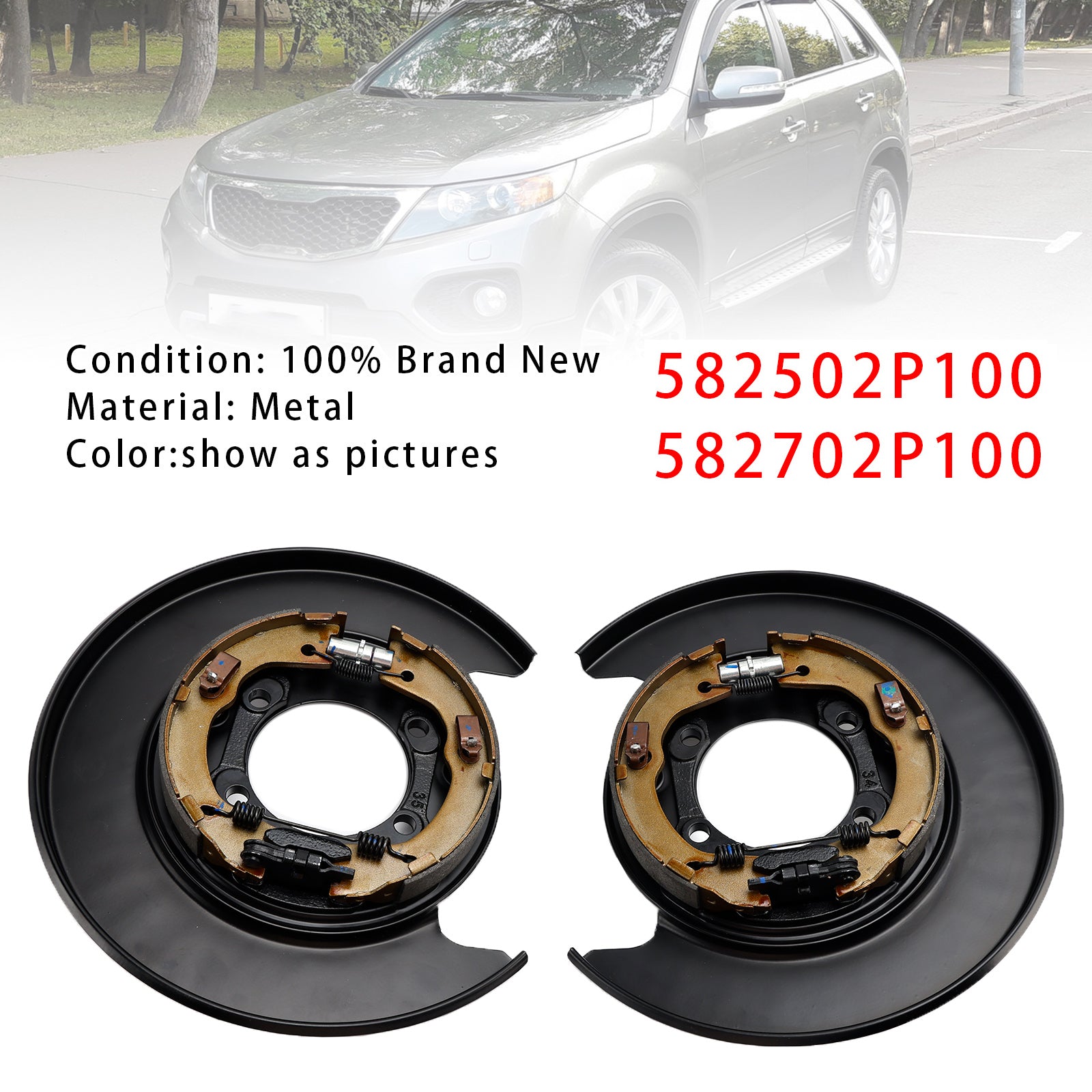 2010-2012 Kia Sorento Left+Right Rear Parking Brake Plate 582502P100+582702P100