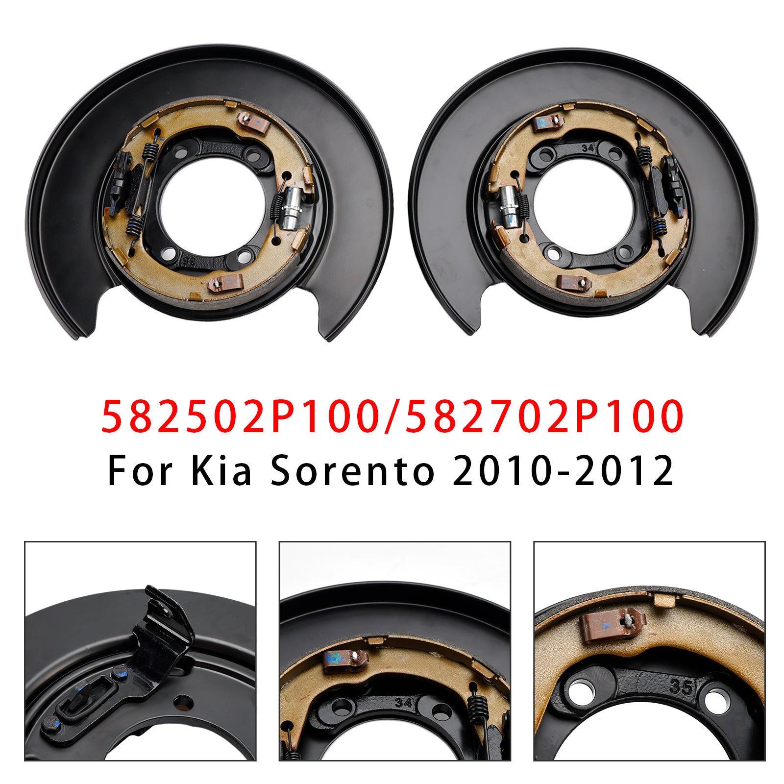 2010-2012 Hyundai Santa Fe Left+Right Rear Parking Brake Plate 582502P100+582702P100