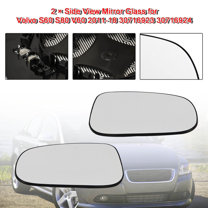 2 ≠ زجاج مرآة الرؤية الجانبية لفولفو S60 S80 V60 2011-18 30716923 30716924