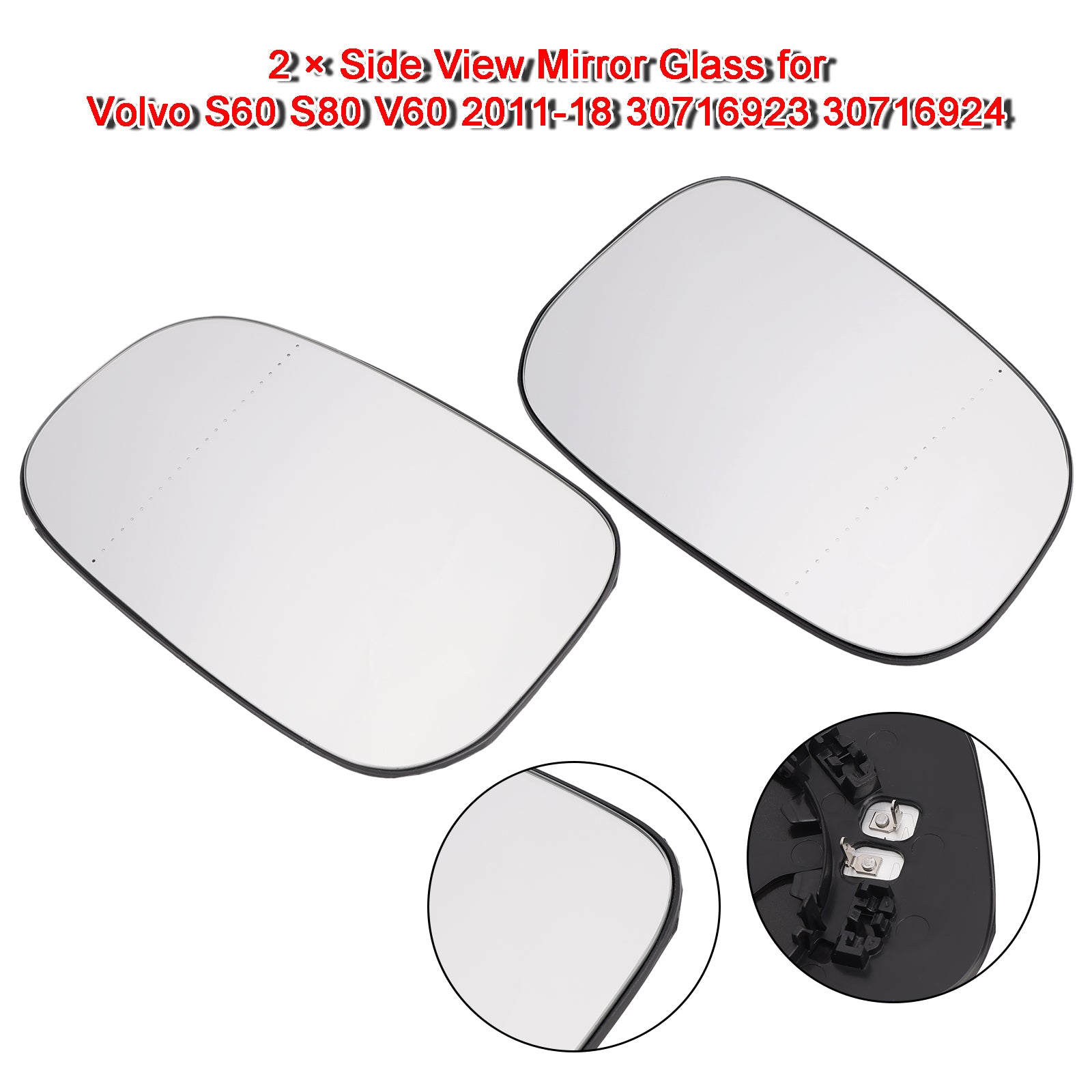 2013-2019 Volvo V40 2x Side View Mirror Glass 30716923 30716924