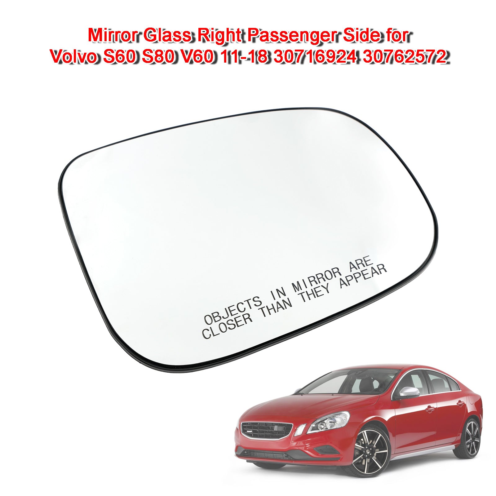 Mirror Glass Right Passenger Side for Volvo S60 S80 V60 11-18 30716924 30762572