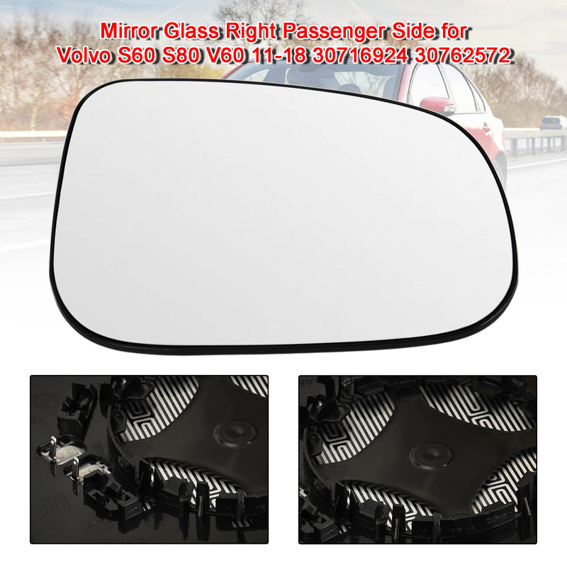 Mirror Glass Right Passenger Side for Volvo S60 S80 V60 11-18 30716924 30762572