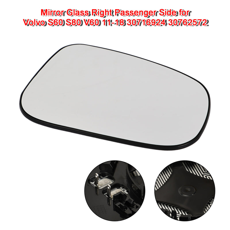 Mirror Glass Right Passenger Side for Volvo S60 S80 V60 11-18 30716924 30762572