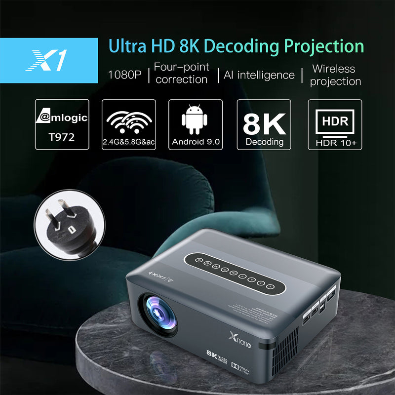 Ultra HD 8K Decoding Projection 1080p Android Movie Projector Home HDMI USB US