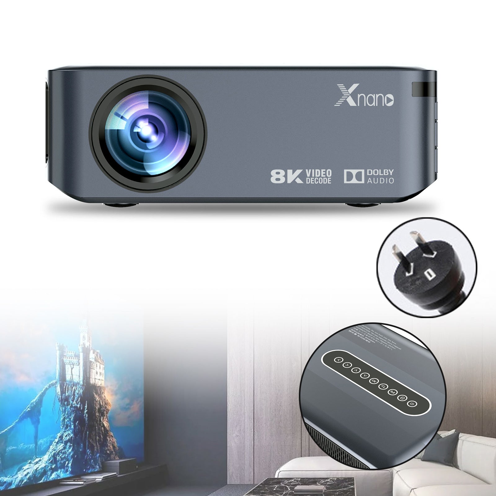 Ultra HD 8K Decoding Projection 1080p Android Movie Projector Home HDMI USB US