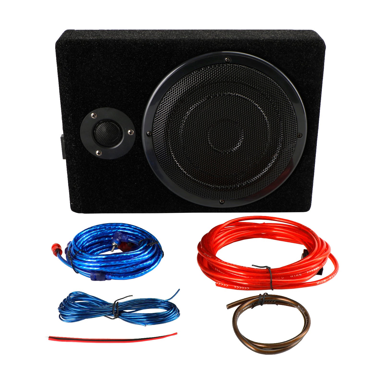 8 "12 V 600 W subwoofer de coche amplificador debajo del asiento altavoz subwoofer de audio caja delgada