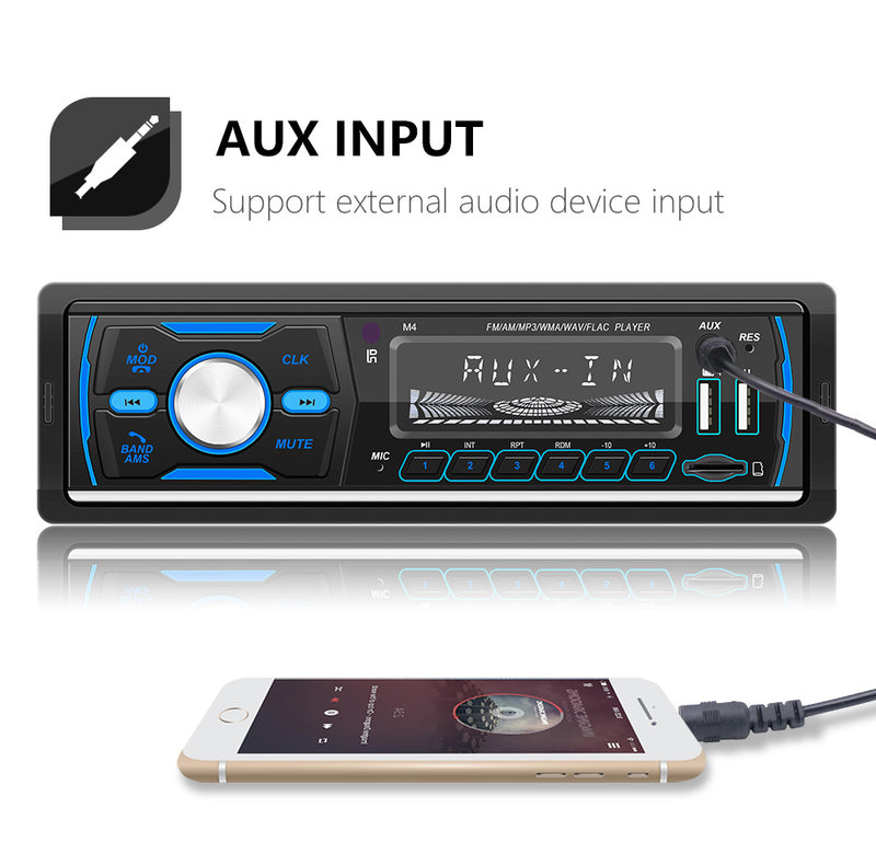 1 DIN Car Radio Bluetooth MP3 Player USB AUX FM Stereo AM RDS DAB In-dash