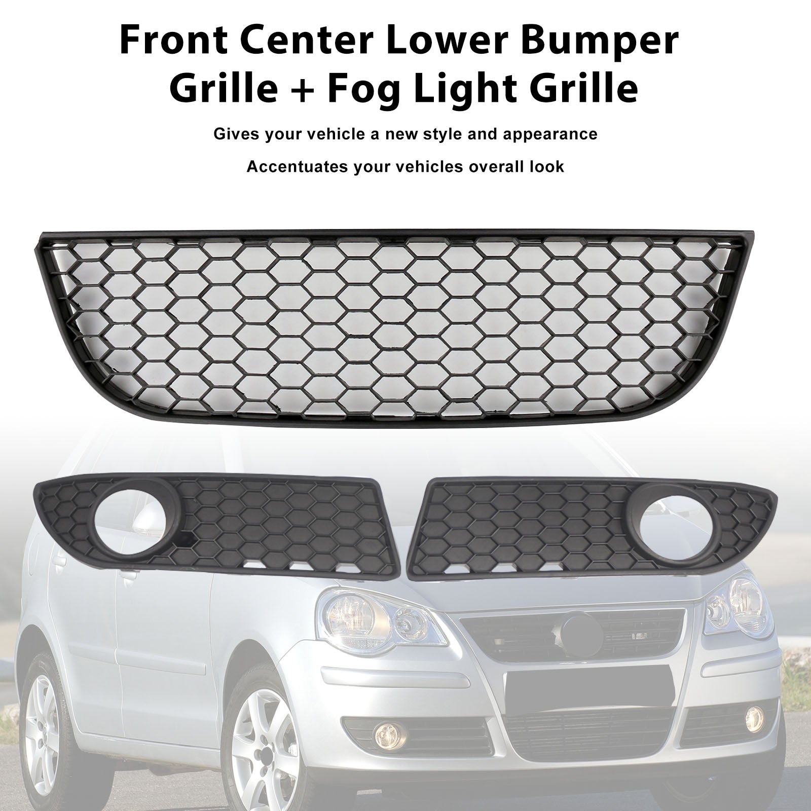 Rejilla Inferior Delantera Estilo Panal Lado Izquierdo Para VW Polo 9N3 GTI (2005-2009) Genérico