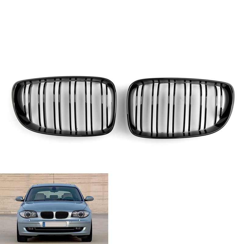 لسيارات BMW 1 Series E81 E87 E82 E88 128i 135i 2008-2012 شبكة أمامية سوداء لامعة