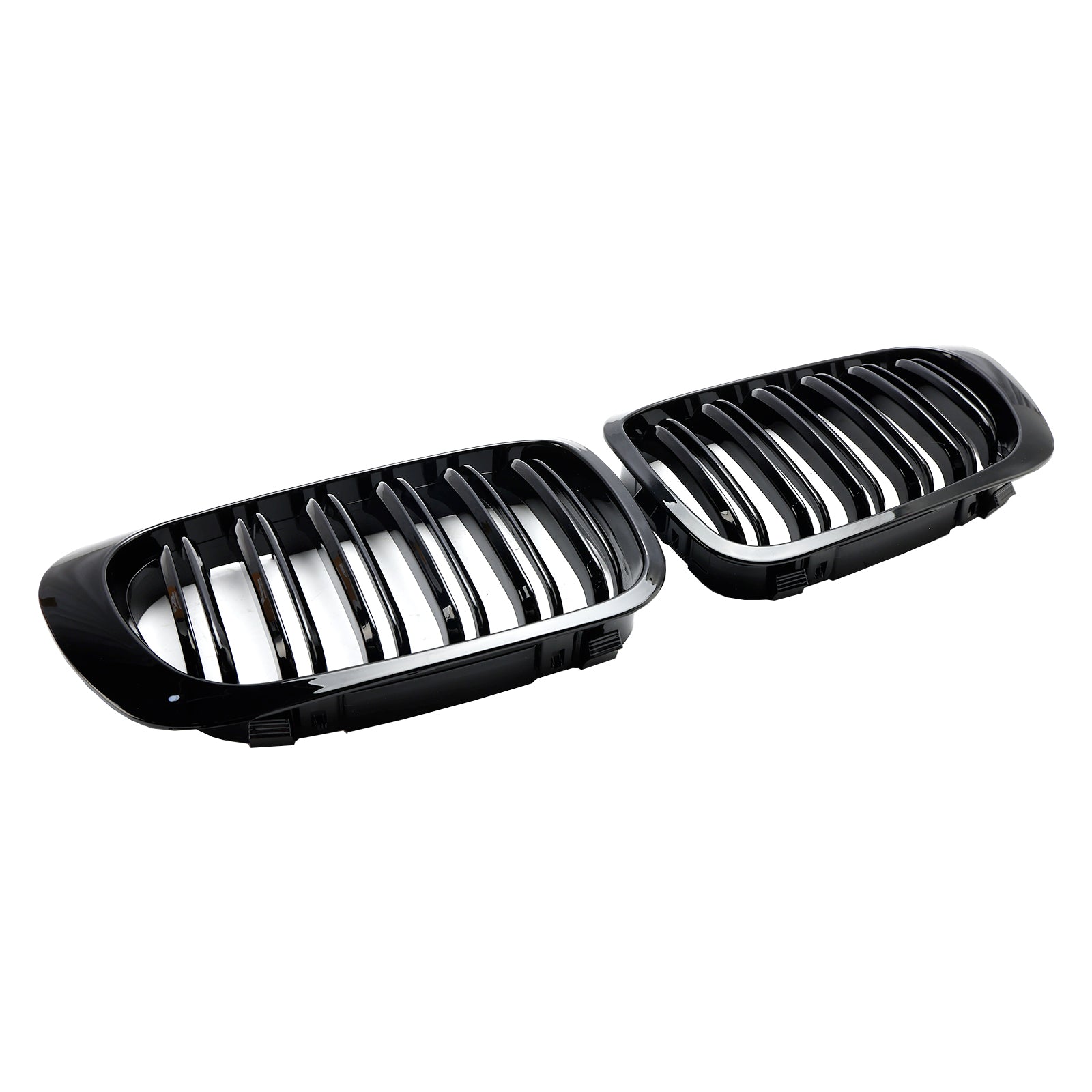 Double Line Front Hood Grille Grills Gloss Black For BMW E46 2-Door 1998-2001 Generic