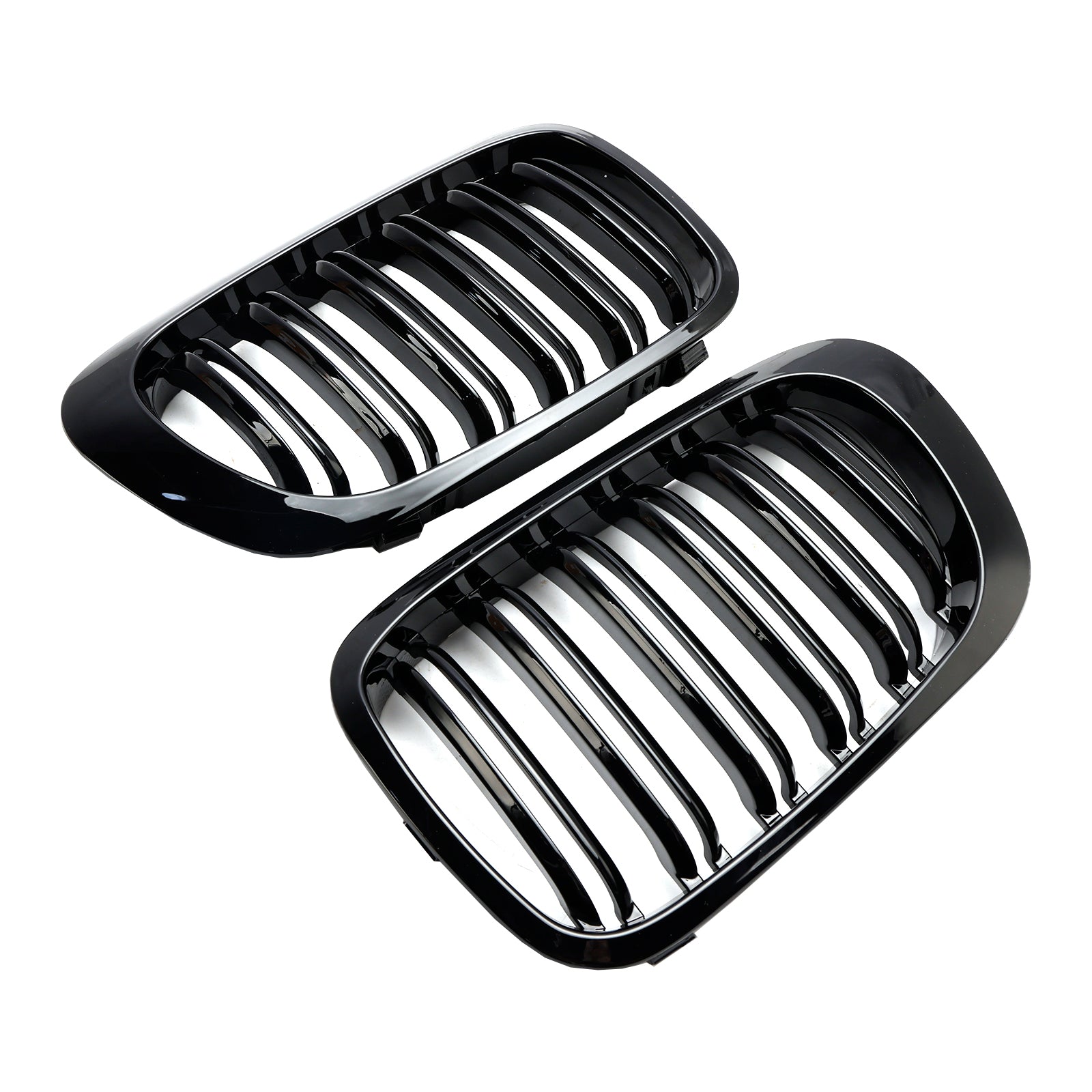 Double Line Front Hood Grille Grills Gloss Black For BMW E46 2-Door 1998-2001 Generic