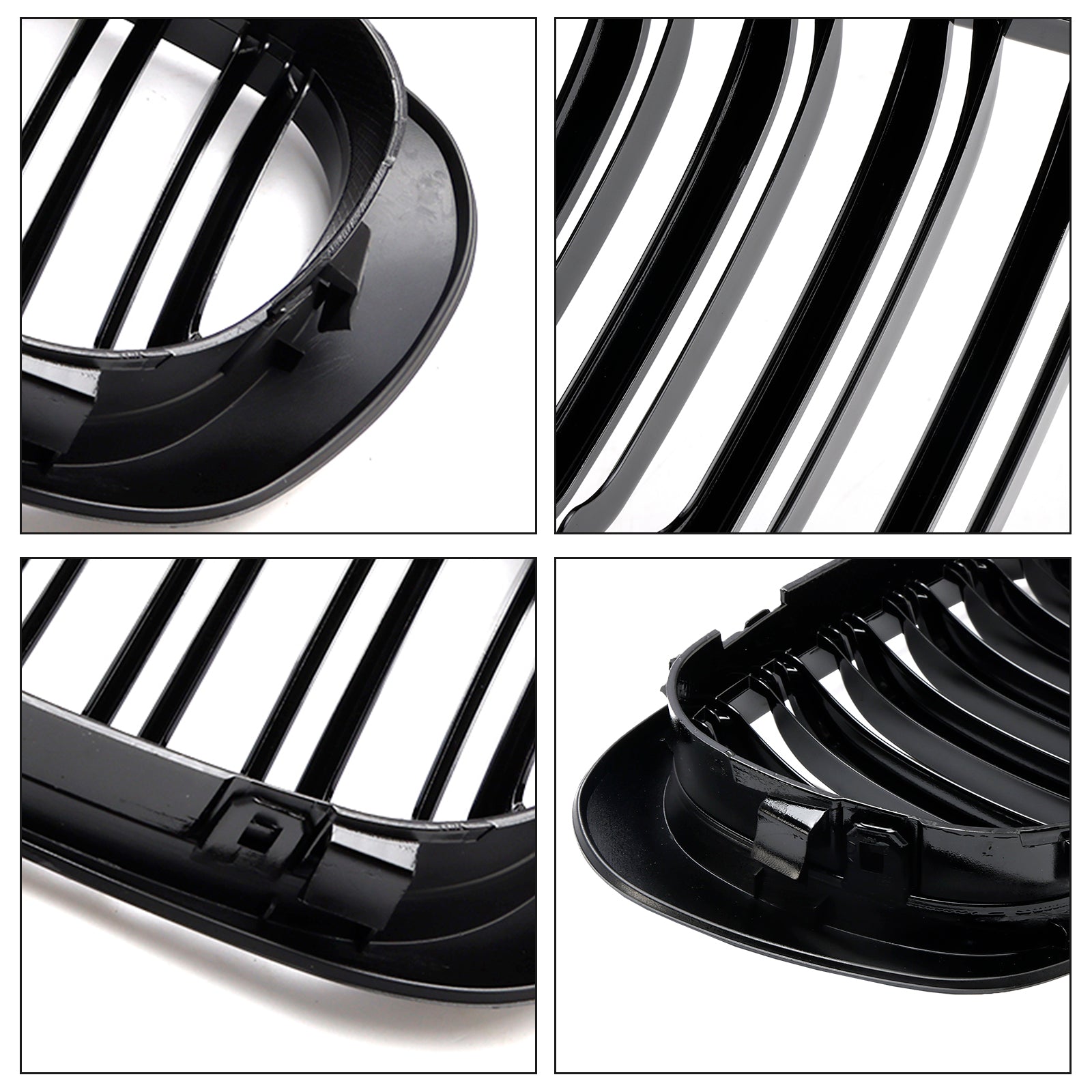 Double Line Front Hood Grille Grills Gloss Black For BMW E46 2-Door 1998-2001 Generic